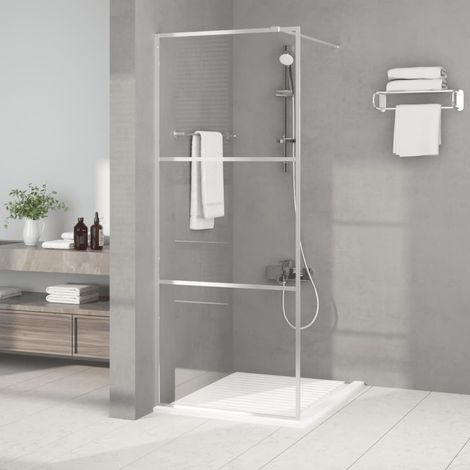 Mampara de ducha vidrio ESG transparente plateado 80x195 cm