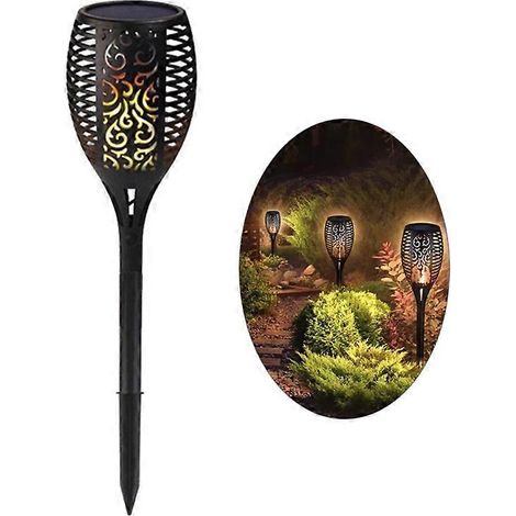 Lampe solaire étanche à 96 LED avec effet flamme clignotante, lampe de jardin décorative pour l'extérieur. (1/5)