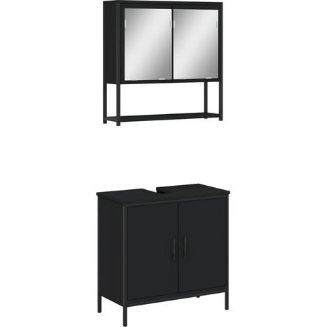Maison Exclusive - Ensemble de meubles salle de bain 2 pcs noir bois d'ingénierie