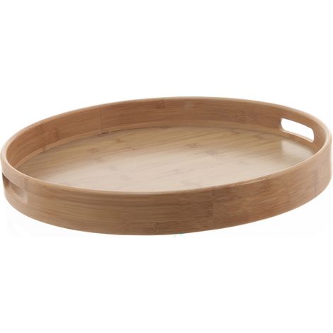 Plateau rond en bambou 40 cm – Revêtement MDF mélaminé – Pour utilisation quotidienne et occasions spéciales – Secret De Gourmet