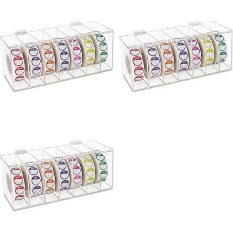 3-facher Acryl-Etikettenspender mit Deckel für Wochentage, 7-facher Spender, Wandmontierter Rollenspender (Etiketten nicht enthalten) (1/5)