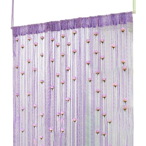Cortina para puerta - Decoración con cortinas - Poliéster - Antimosquitos - Fácil instalación - Diseño moderno - 100 x 200 cm - Morado (1/5)