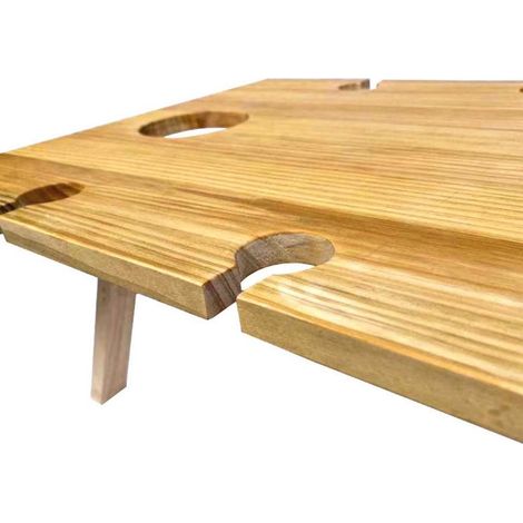 Klappbarer Picknicktisch aus Massivholz für Wein im Freien, inklusive Käsebrett stabiler Tisch für Aperitifs, Konzerte und Parks. (1/5)