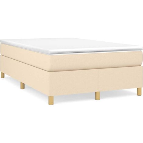 vidaXL Sommier à lattes de lit avec matelas crème 120x190 cm tissu (1/5)