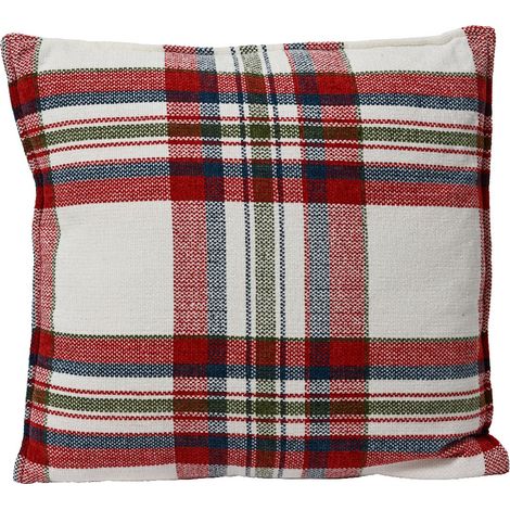 Kissen Rot Cremeweiß kariert 45 x 45 cm - Polyester