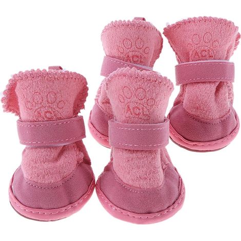 Protège-pattes pour petits chiens, bottines antidérapantes avec doublure douce, faciles à enfiler, idéales pour les activités de plein air, roses, taille 5 (1/4)