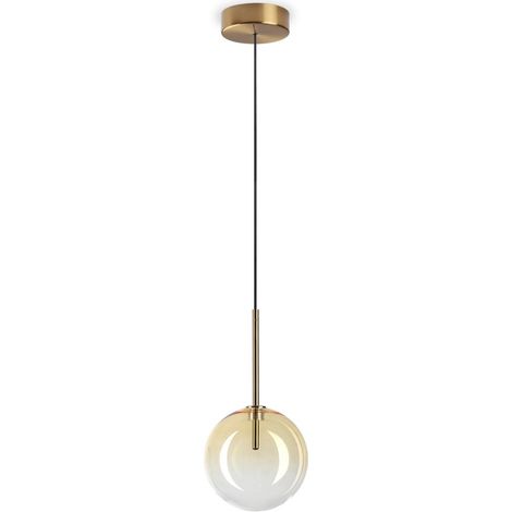 Ideal Lux EQUINOXE Plafonnier suspendu en forme de globe de 15 cm avec abat-jour en ambre