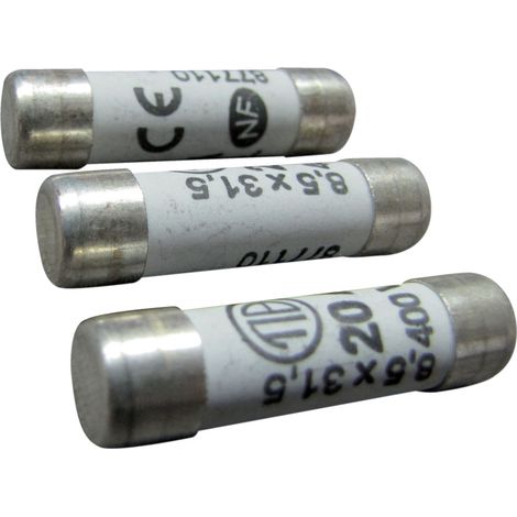 Lot de 3 fusibles céramique 8.5x31.5mm, 20A, 400V - Tibelec (1/2)