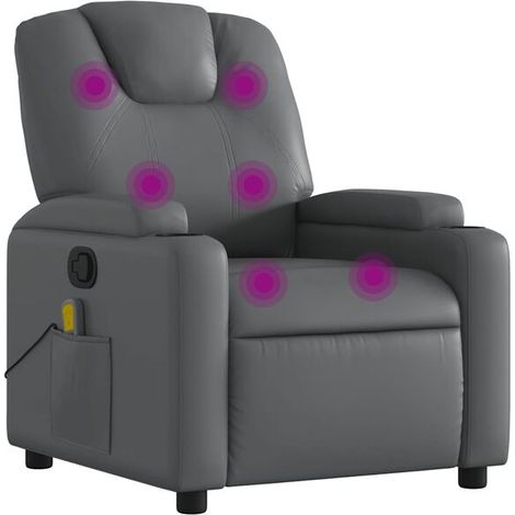 Fauteuil de massage inclinable en similicuir gris (1/5)