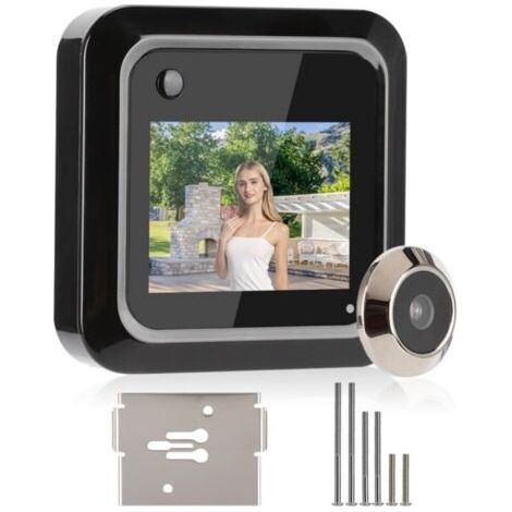 Visionneuse de porte intelligente 2,4 pouces – Écran LCD TFT – Caméra grand angle 0,3 MP 95° – Enregistrement photo – Installation facile