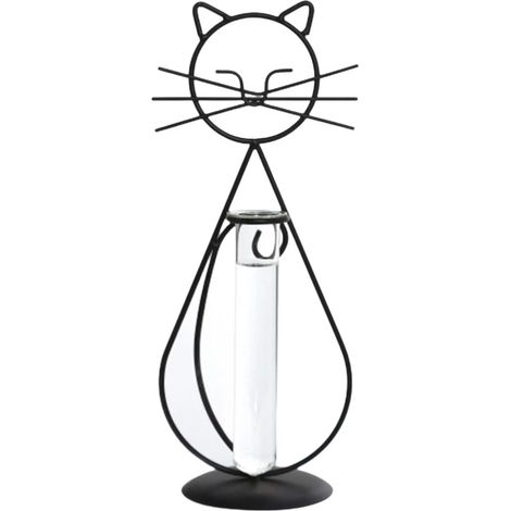 Pot de fleurs en verre pour bureau, motif chat (1/5)
