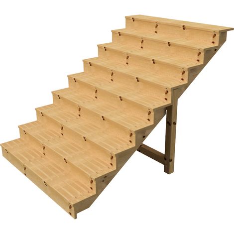Holztreppe Höhe 156cm 9 Stufen, Breite 160cm, MIT Setzstufen