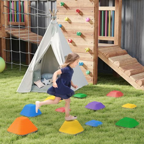 Blocs d'équilibre pour enfants (11 pièces), empilables et antidérapants, circuit moteur multicolore (1/5)