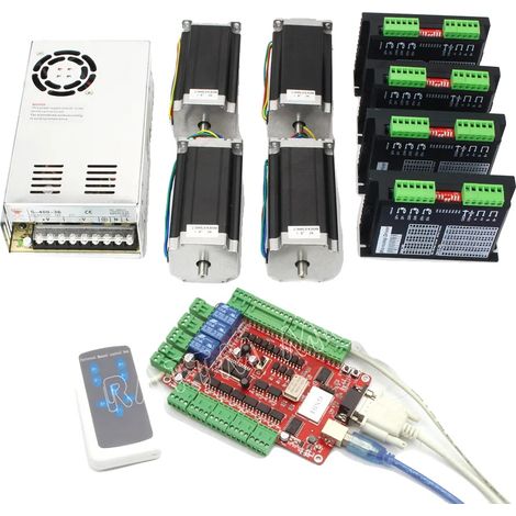 Kit de motor paso a paso CNC, par de 425 oz-in, control USB (1/2)