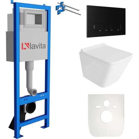 LAVITA WC Set mit Vorwandelement, Wand-WC und Spülknopf (1/5)
