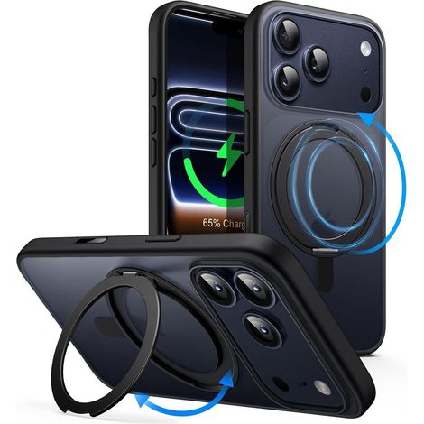 Handyhülle iPhone17Pro 360Grad drehbar MagSafe Ringhalter Schwarz (1/5)