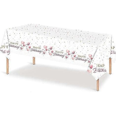 Nappe d'anniversaire rectangulaire, nappe de fête, nappe décorative, nappe pour fête d'enfants, nappe rose imperméable (1/5)