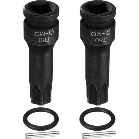 2 Pièces Douille Hexagonale À Choc, Douille Torx T80 À 6 Branches 1/2" Drive Impact En Acier CR-MO Avec Goupille Et O-Ring Pour Perceuses Atelier Garage Adaptateur (1/5)