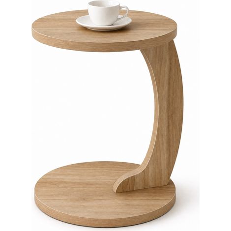 CHICFURN Mesa auxiliar C redonda 38 x 55 cm en MDF marrón claro, ahorro de espacio (1/5)