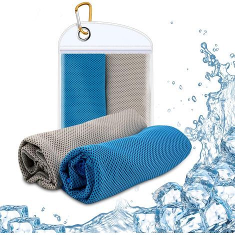 Lot de 2 serviettes rafraîchissantes, serviette froide pour la nuque, serviette anti-transpiration en microfibre, serviette douce et respirante idéale pour le yoga, le golf, la salle de sport et le ca (1/5)