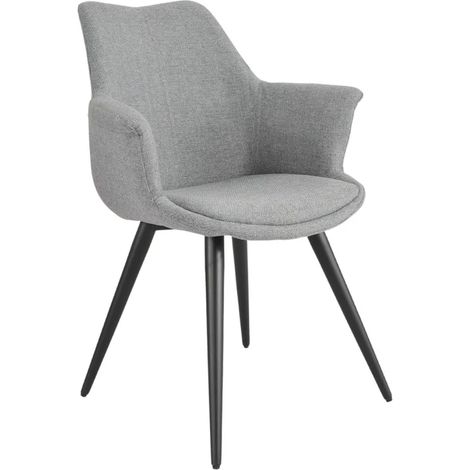 Chaise en tissu gris clair avec pieds métal et accoudoirs – CALGARY (1/5)