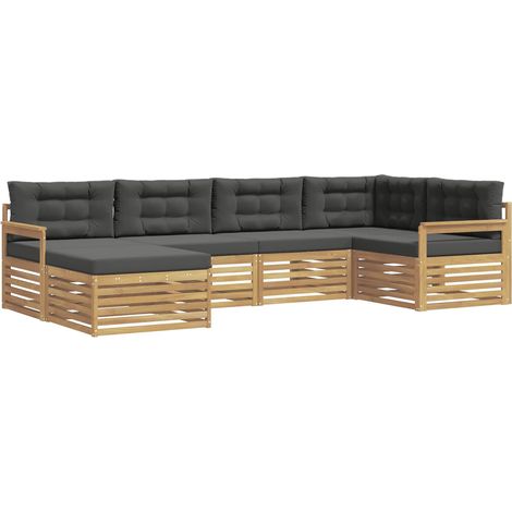 Outdoor Sofa Set 6 pcs White and Anthracite Polyester vidaXL (1/5)