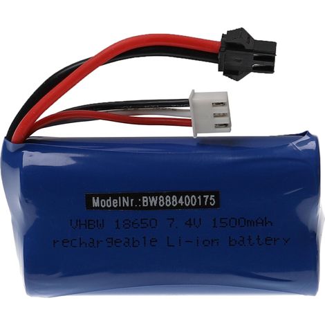 vhbw Batterie compatible avec TKKJ H101 modéle RC (1500mAh, 7,4V, Li-ion, 72 x 37 x 19 mm)
