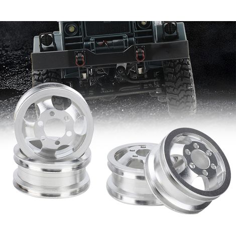 4 Pièces Jantes en Alliage Argenté pour Voiture RC 1/16 avec Adaptateurs Longs Compatibles WPL (1/4)
