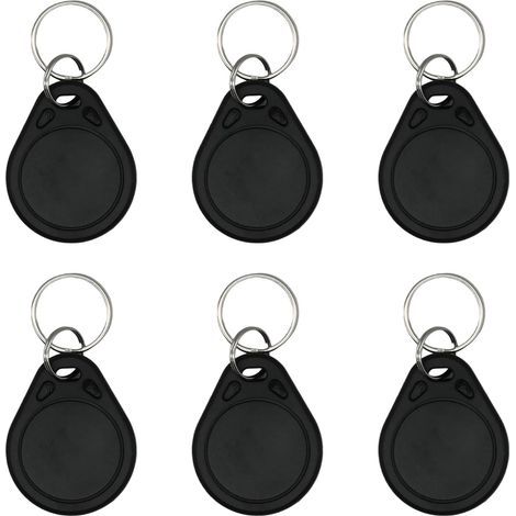 6 Tags NFC Badges RFID NTAG215 540 Bytes, Tags NFC Programmables Pour iPhone Raccourcis, Android, pour Amiibo, Domotique, Porte-Clés – Compatibles iOS Pour Samsung Huawei, Noir (1/5)