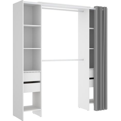 Armadio guardaroba allungabile con tenda L110/178 cm Bianco - LONAZA (1/4)