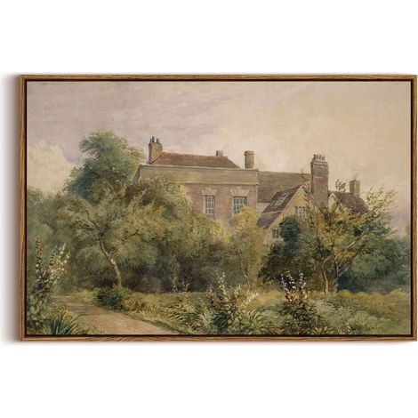Tableau Toile Non Encadré - Paysage Classique Cottage - Décoration Murale Salle De Séjour Cuisine Salle De Bain - 50 x 75 cm - 1 Pièce (1/5)
