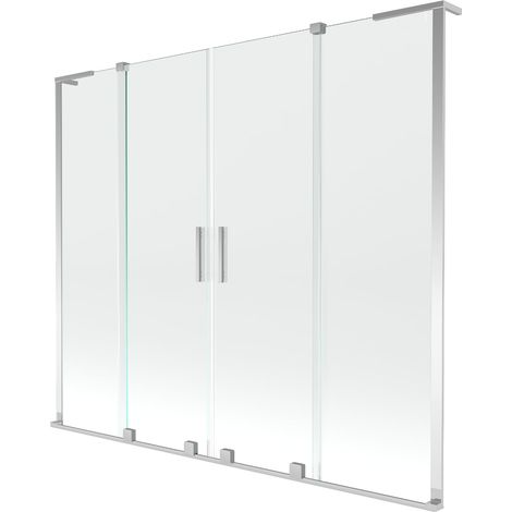 Mexen Velar L Duo mampara de bañera corredera de 2 paneles 200 x 150 cm, transparente, cromo - 896-200-003-02-01 (1/2)