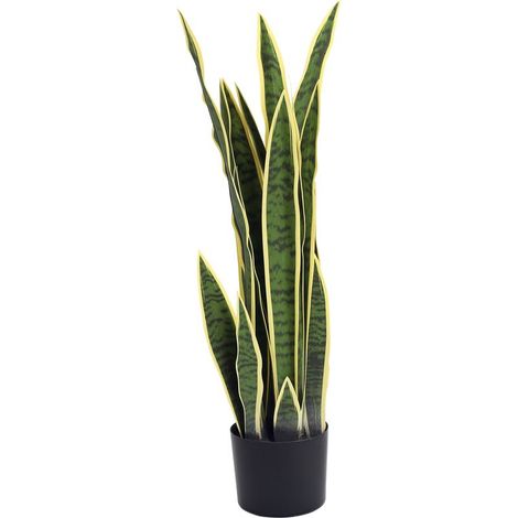 Sanseveria artificielle plante réaliste en pot, 15x80cm, vert et jaune (1/5)