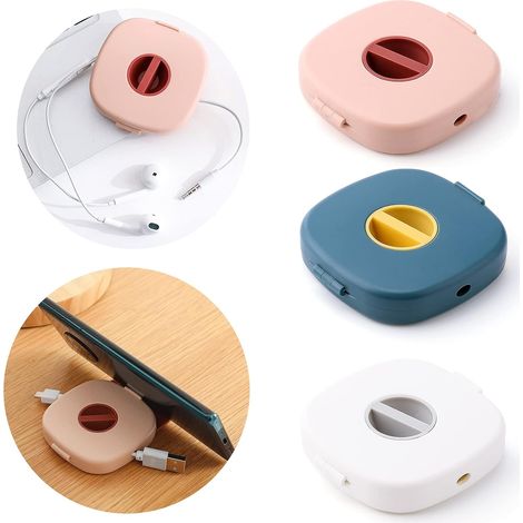 3 Pack Enrouleur de câble, Organisateur de fils, Support téléphone, Rangement USB, Bureau et Voyage (1/5)