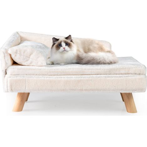 Divano rialzato per animali domestici 71 x 43 x 40 cm comfort ottimale design moderno peluche bianco 200017063