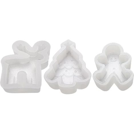 Moules à bougies de Noël 3D, moules à savon en silicone en forme de cerf pour la fabrication de bougies, moules en bonhomme en pain d'épice, décoration de gâteau au chocolat et bombes de bain à faire (1/5)