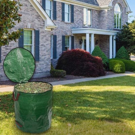 Set of 2 x 72-gallon garden waste bags with lids, reusable and heavy-duty garden leaf bags for home gardening, lawn and garden waste (1/3)