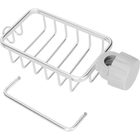 Ablage für die Küchenspüle, hängender Schwammhalter mit Abtropffläche und Handtuchablage, wandmontierter Wasserhahn, praktisches Zubehör. (1/5)