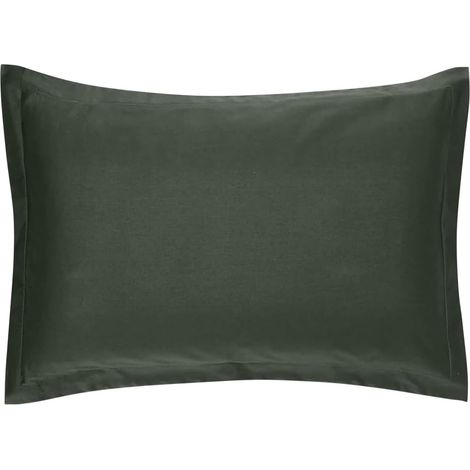 Housse de coussin de qualité supérieure, 50 x 70 cm, verte, douce et infroissable, hypoallergénique et respirante, volant plat de 3 cm, taie d'oreiller 50 x 70 cm, vert foncé (1/5)
