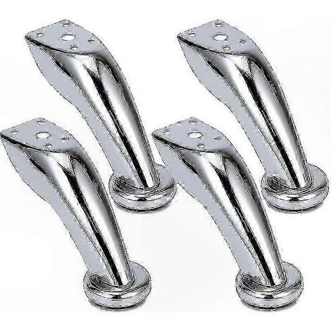 Ensemble de pieds de meubles en acier inoxydable (4 pièces), pieds de canapé et de meuble chromés (1/5)