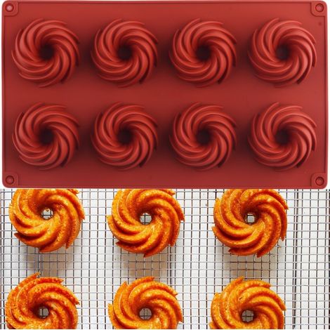 Moule à chocolat en silicone à 8 cavités pour donuts, muffins et cupcakes, moule vortex en silicone pour la fabrication de chocolat (1/5)