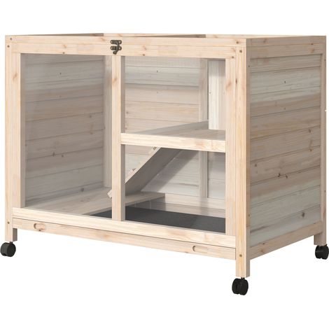 Zweistöckige Holzplattform mit Spielhaus, Rampe und herausnehmbarer Schublade, 91,5 x 53,3 x 73 cm