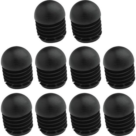 10x Bouchon Tube Chaise Rond Embout rentrant antidérapant Noir Pied Meuble Protection, 19mm (1/4)