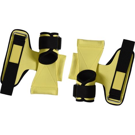 Gants de musculation avec support poignet pour hommes et femmes - Protection totale paume - Fitness, entraînement, tractions - Jaune (1/5)