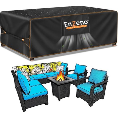 Housse Salon de Jardin Exterieur,Housse Table de Jardin Imperméable,420D Tissu Oxford ,Bache Protection pour Meubles avec évent(200x160x74cm) (1/5)