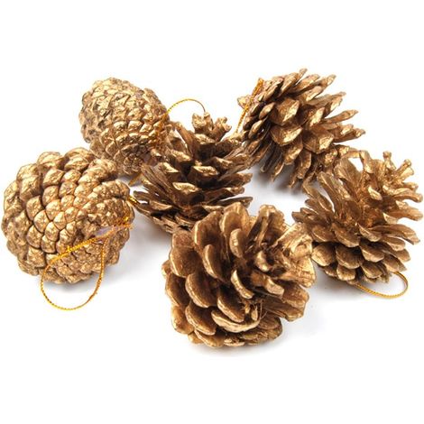 Lot de 30 pommes de pin de 5 cm pour décoration de sapin de Noël, couleur or (1/5)