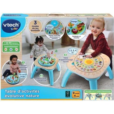 VTECH TABLE D'ACTIVITÉS ÉVOLUTIVE NATURE (JOUET AVEC PARTIE BOIS CERTIFIÉ FSC)