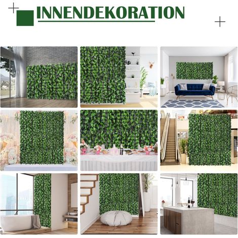 Haie artificielle grimpante, décor extérieur réaliste, vert foncé, 300 cm x 100 cm, panneau de feuillage pour jardin, clôture végétale résistante aux intempéries. (1/5)