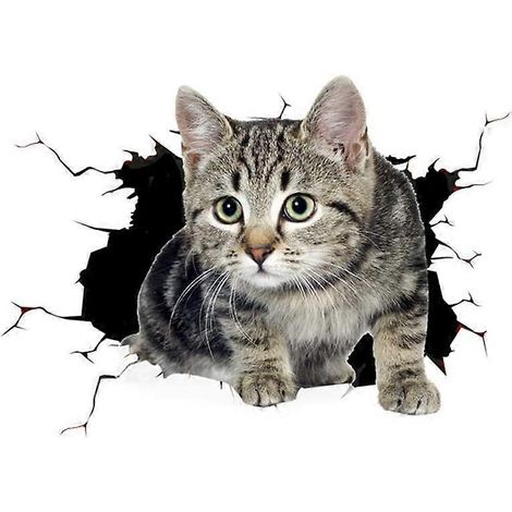 Autocollant Voiture Chat Mignon 3D Anti-Rayures Décoratif Personnalisé Sticker Félin Créatif 24x15cm (1/4)