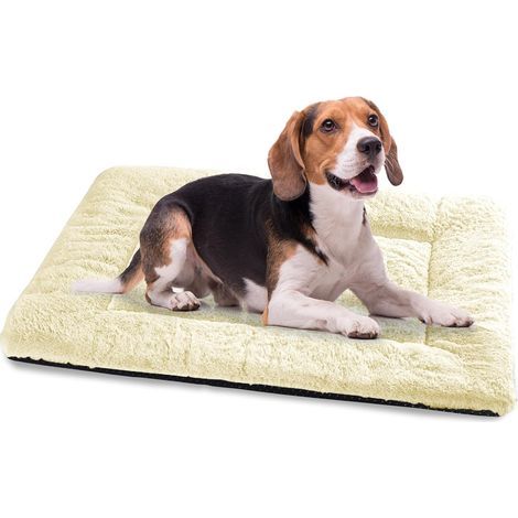 Panier Chien, Tapis Chien Grande Taille, 90x60 cm Matelas pour Chiens Lavable Super Doux Dog Bed Imperméable avec Dessous Antidérapant, Beige (1/5)